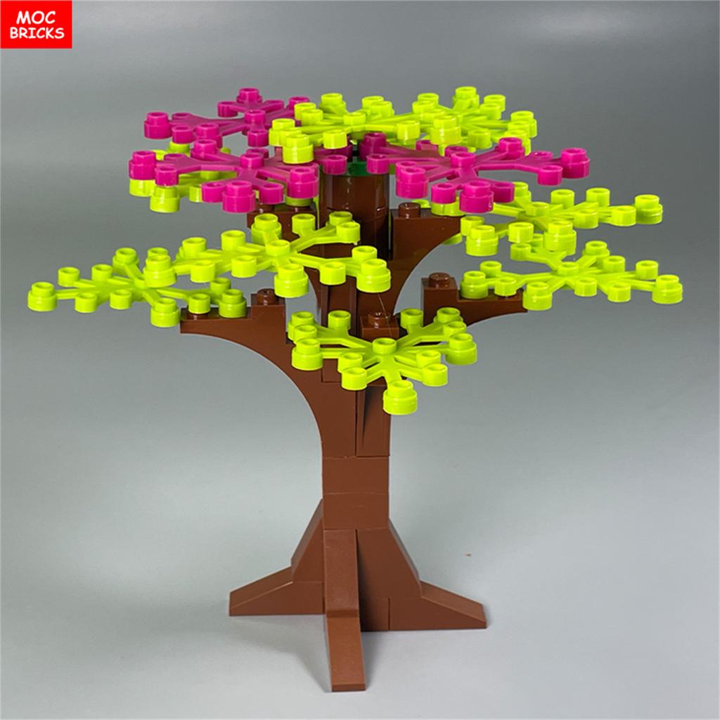 MOC Bricks Green Tree Series Construction Building Blocks Plant City Garden Street Lake View Park Jungle Christmas Toys For Kids