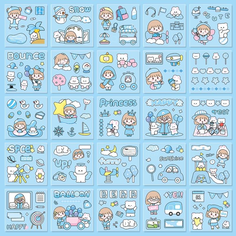 100 teile/satz Koreanischen Stil Nette Mädchen Aufkleber Set DIY Tagebuch Dekoration Material Transparent PET Wasserdichte Aufkleber