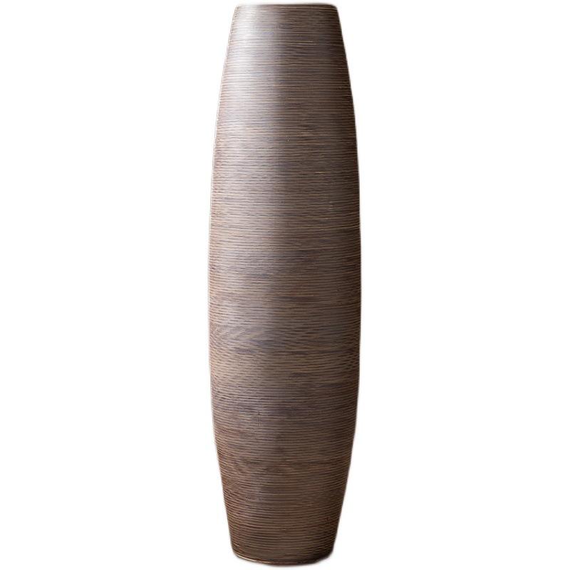 Floor-Standing Ceramic Vase In Retro Wabi-Sabi Style for Dried Flowers, Ideal for Hotel, Courtyard, and Homestay Décor.