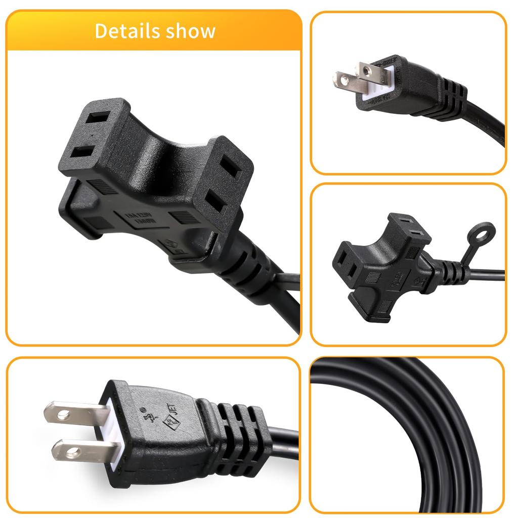 DanYee 10m 3-Outlet Power Cord, Work Extension Cord, 12A125V, 1500W, VCTF Power Cable, IndoorOutdoor, PSE Basic Waterproof, Black (10m)