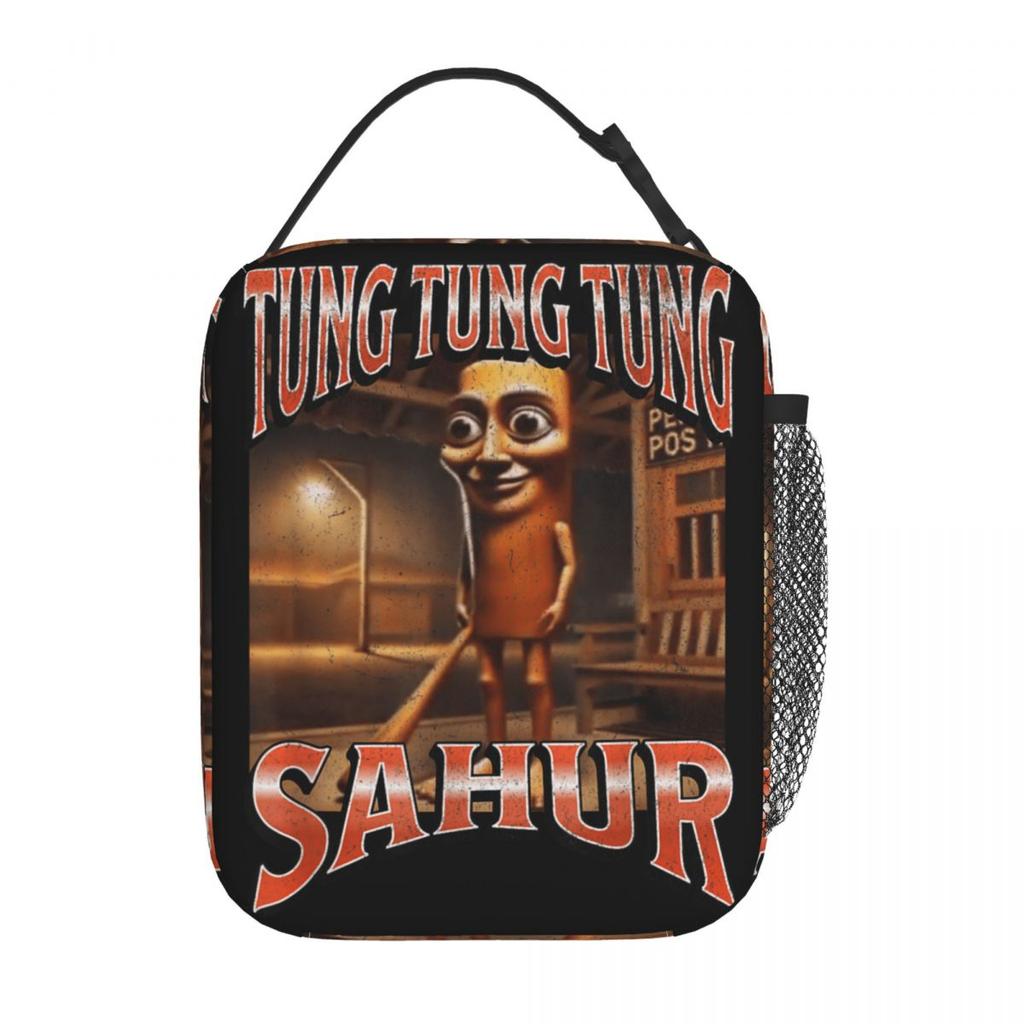 Tung Tung Sahur Funny Italian Brainrot Meme Graphic Lunch Bag Kawaii Lunch Box Picnic Convenient Tote Food Bags Print Cooler Bag