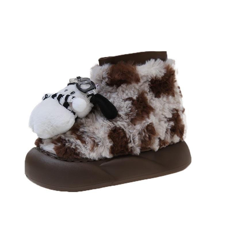 Warm Fleece Milk Fufu~ Korean Cute Head Puppy Snow Boots Winter Fleece Thickened Warm Short Cotton Boots
