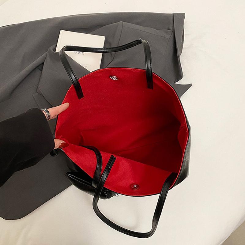 PU Leather Silver Women's Shoulder Bag Simple Design High End Work Commuter Bag Large Capacity Tote Bag with Purse CLE