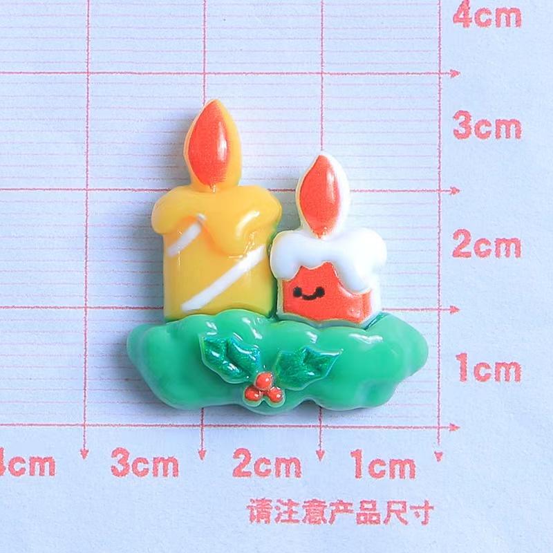 10PCS Resin Kawaii Colorful Gingerbread Man Snowman Bells Trees Flat Back Cartoon Christmas Figurines Scrapbook DIY Decor Crafts