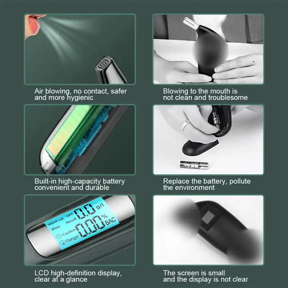 Portable Breath Alcohol Tester High Precision Home Use DUI Alcohol Detector Breathalyzer