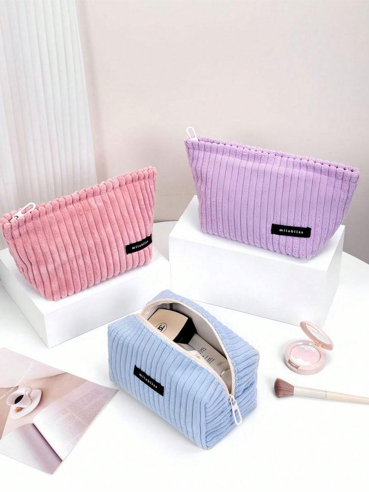 1PC New corduroy makeup bag, large-capacity plush makeup bag inner liner, portable beauty products storage bag