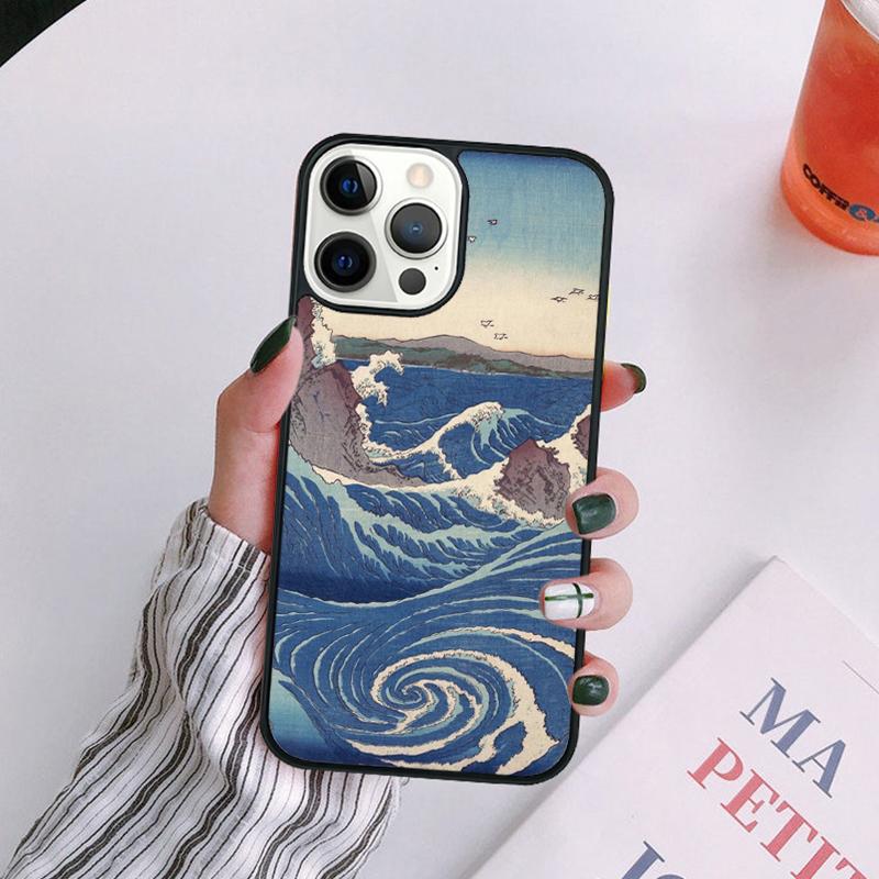 Japanese Wave Art Phone Case For iPhone 17 Air 14 13 12 16Pro Max 15  Plus Cover Shell Max Coque