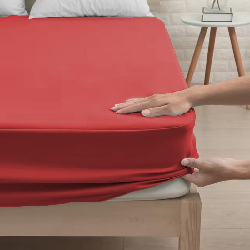 1 PC Solid Color Fitted Sheet,Waterproof Bed Sheet Mattress Protector,Deep Pocket Bed Sheet Soft  Comfortable and Durable Bedding 360°Full Wrap