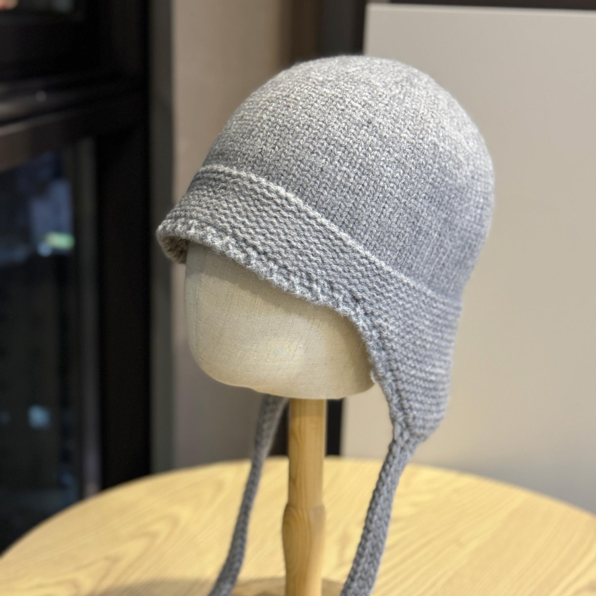 

New Autumn and Winter Versatile Warm Ear Protection Tie Wool Hat Women s Personalized Knitted Lei Feng Hat Versatile Trendy Hat one size