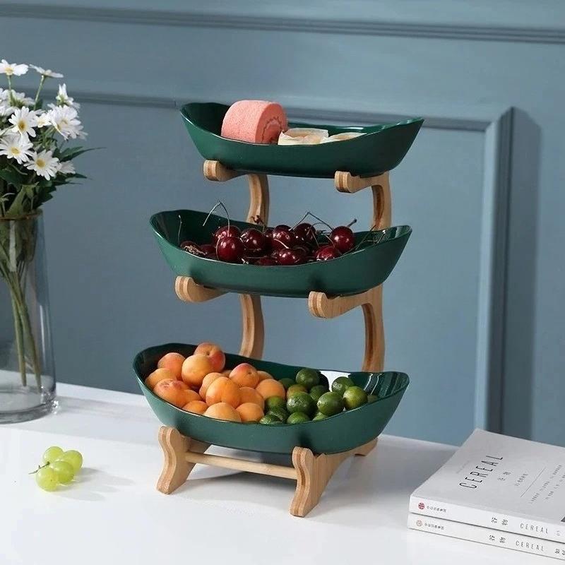 

Multi Compartment Partitioned Wooden Tableware Dishes Serving Plates Fruit Bowl Tray Perfect for Candy Cake Snack Display Use