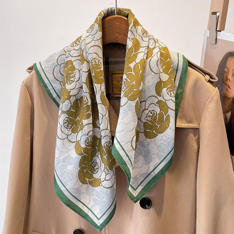 Ren Bomuld Dame Tørklæde Firkantet Foulard Dame Hals Hår Tørklæder Design Printet Hovedtørklæde Mode Pige Tørklæder 2023 Ny