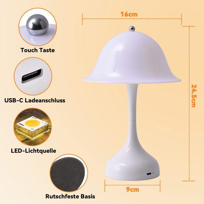 Lampe de table LED - NETTLIFE - Modèle classique - Veilleuse sans fil - 3 couleurs - Intensité réglable