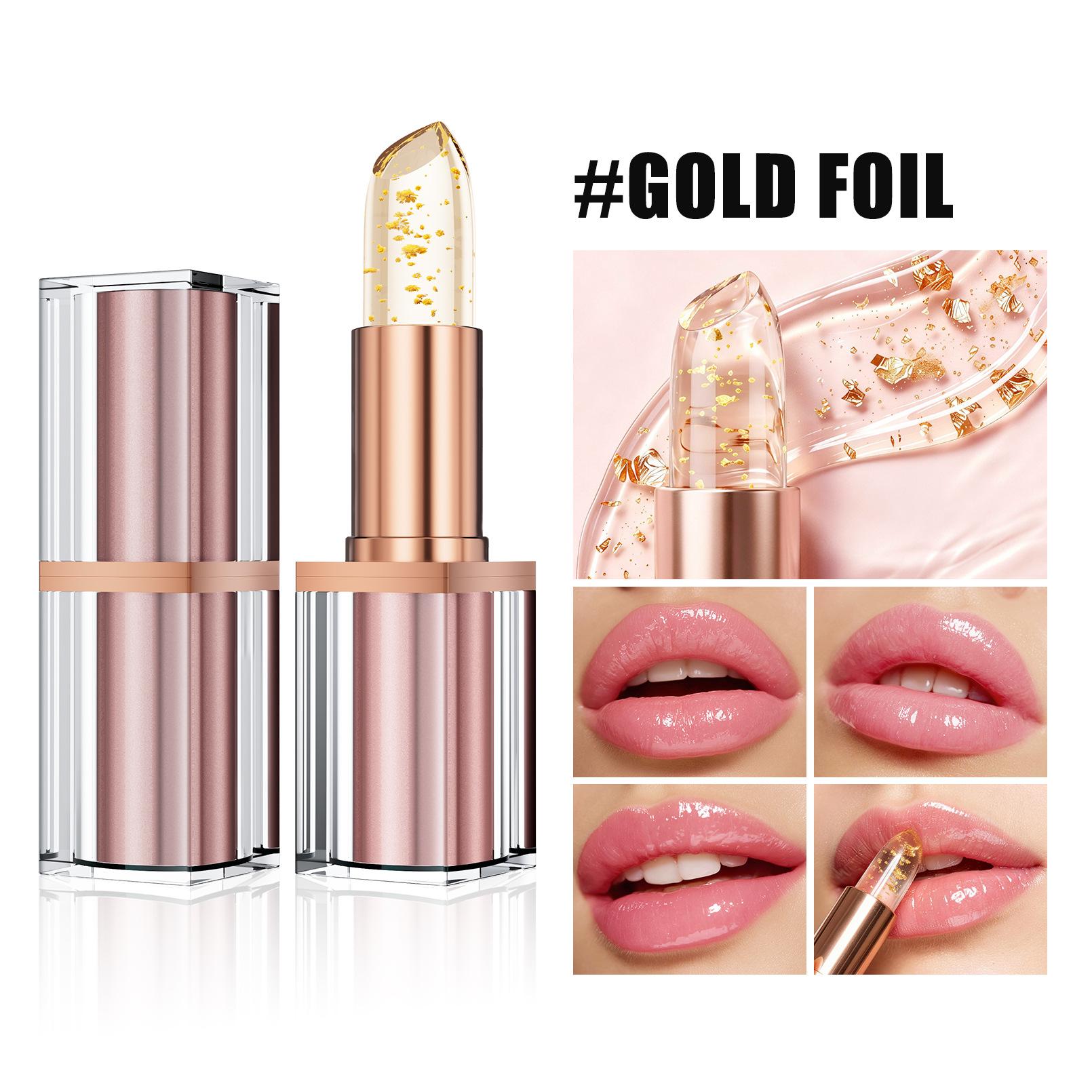 QIC gold foil temperature-changing lipstick, thousands of people and thousands of colors, transparent color-changing jelly lipstick 3.5g
