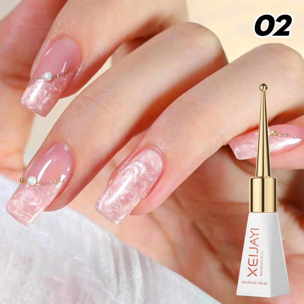 Mother of Pearl Gel Polish - Pearly Shell Swirl Nail Art Gel, UV/LED Curable for Salon & DIY Manicure