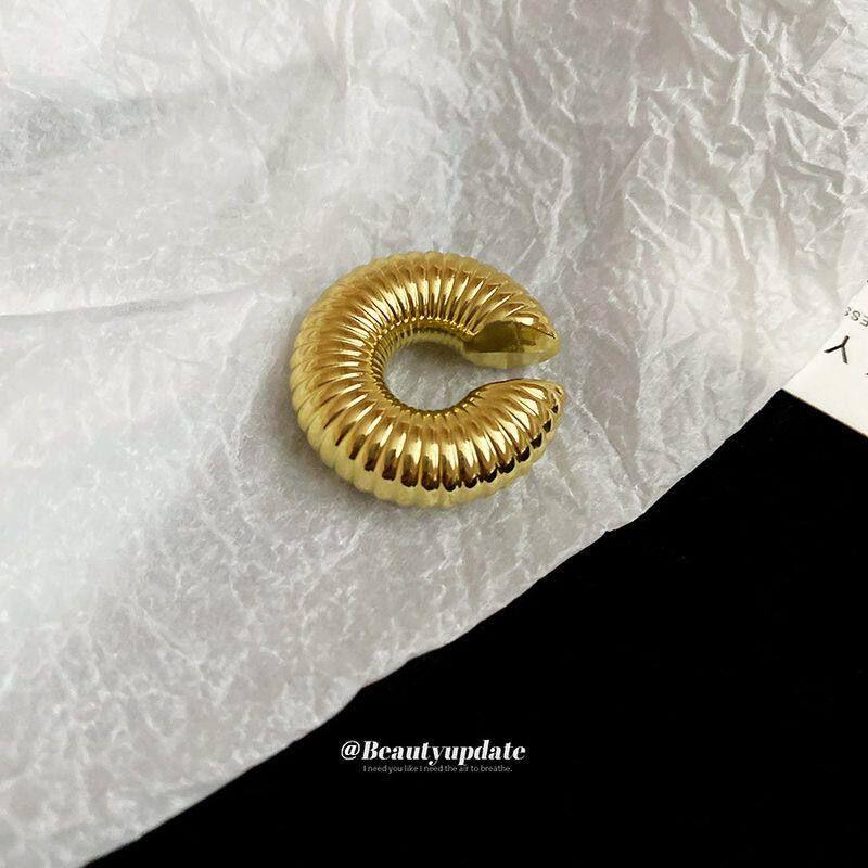 Fashion Glossy Thread Cable Stitch Ruched Ear Clip Niche Style Retro Non-Pierced Ear Bone Clip Elegant Earrings Earrings