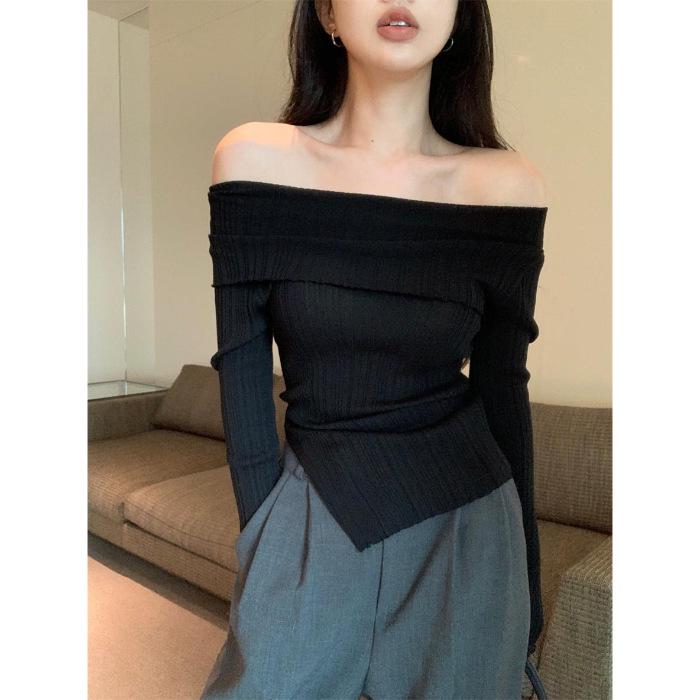 Women's Sexy One-Shoulder Long-Sleeve Slim Fit Top