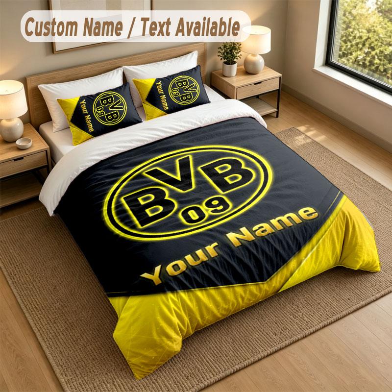 Bedding Set 1 Duvet Cover 2 Pillowcases Borussia Dortmund Print Soft Bed Linen Bedroom Decor