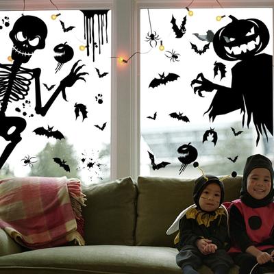 8 Stück Fensteraufkleber, gruselige gruselige Glasfensteraufkleber, doppelseitige Fensteraufkleber für Halloween-Kleid