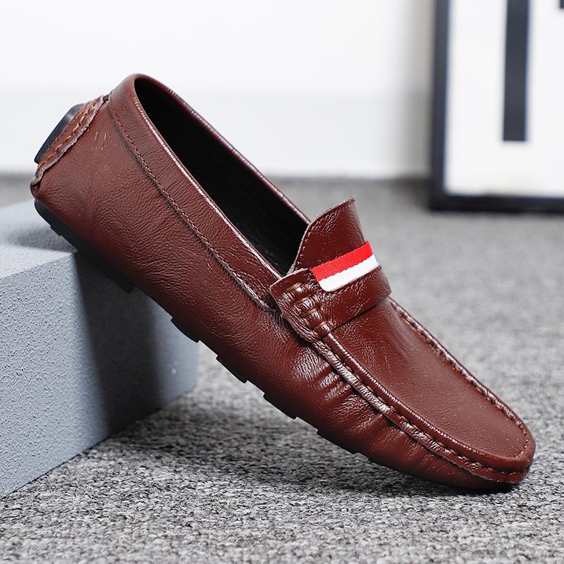 Fashion Fashion Men Leather Bean Shoes Flats Casual Loafers Large Size 38-47 Korean Style Outdoor Non-slip Leather Driving Shoes Shoes