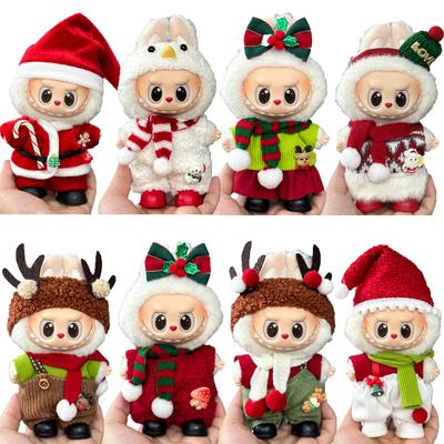 17cm Labubu Bekleidungszubehör Halloween Weihnachtskostüm Cosplay Weihnachtsmann Kostüm Plüschpuppe Labubu Bekleidung Ersatz