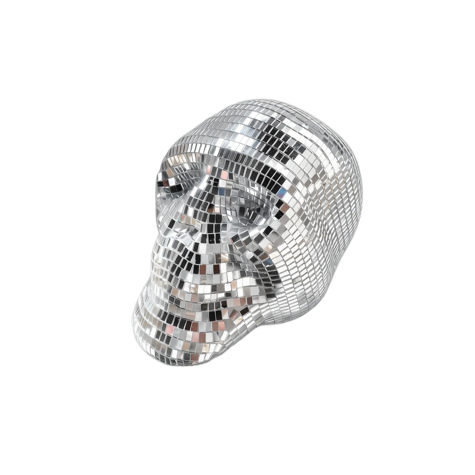 Reflective Skull Disco Ball Decoration Retro Skull Figurine with Hanging Chain for Halloween Party Home and Event Decoration One Size