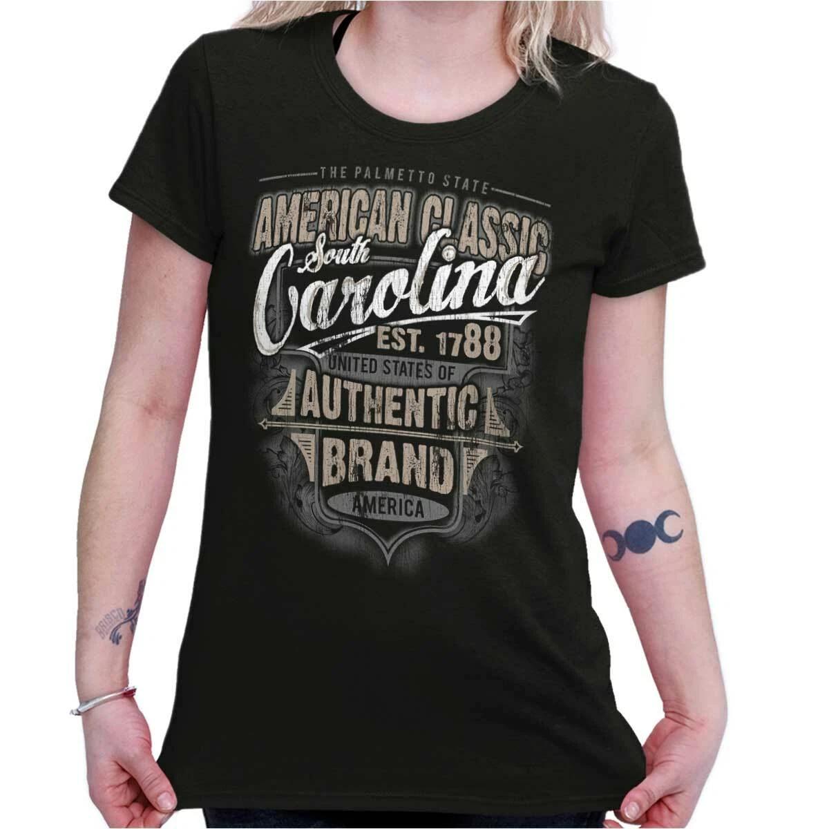 South Carolina American Souvenir Country SC Womens Top Junior Graphic Tee M