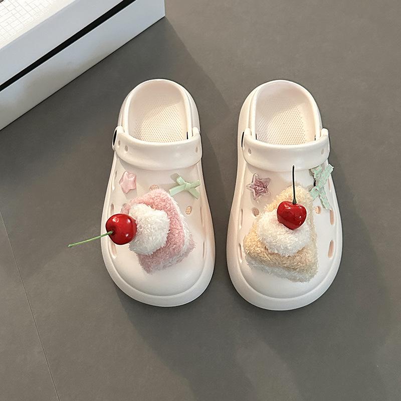 

Мультяшные милые десертные удобные шлепанцы с отверстиями женские летние модные уличные шлепанцы на толстой подошве с увеличением высоты пляжная обувь крутые шлепанцы 40-41 бежевый