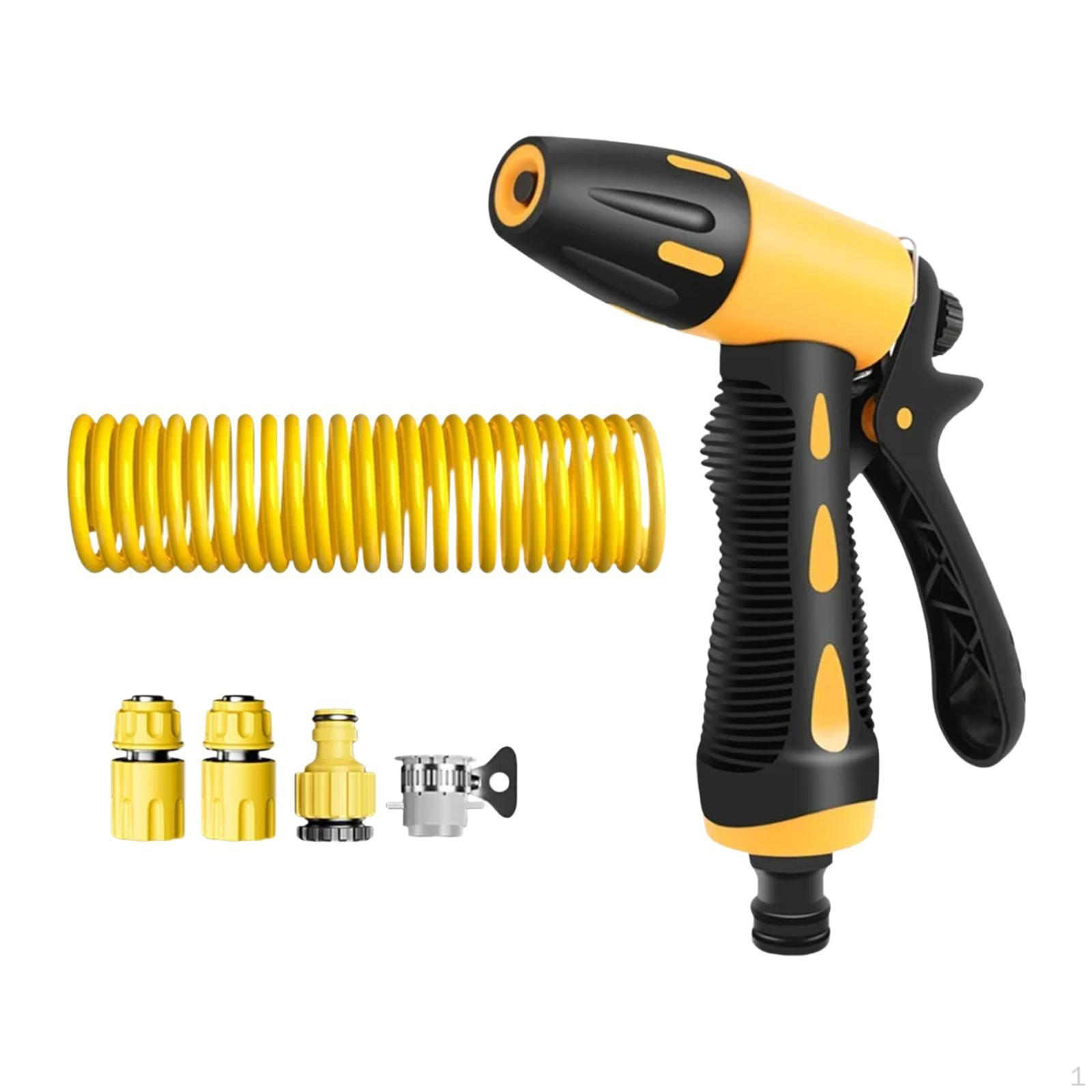 

4 Connector High Pressure Water Sprayer, Portable Accessories with Expandable Spring Hose, 20m Spring Hose