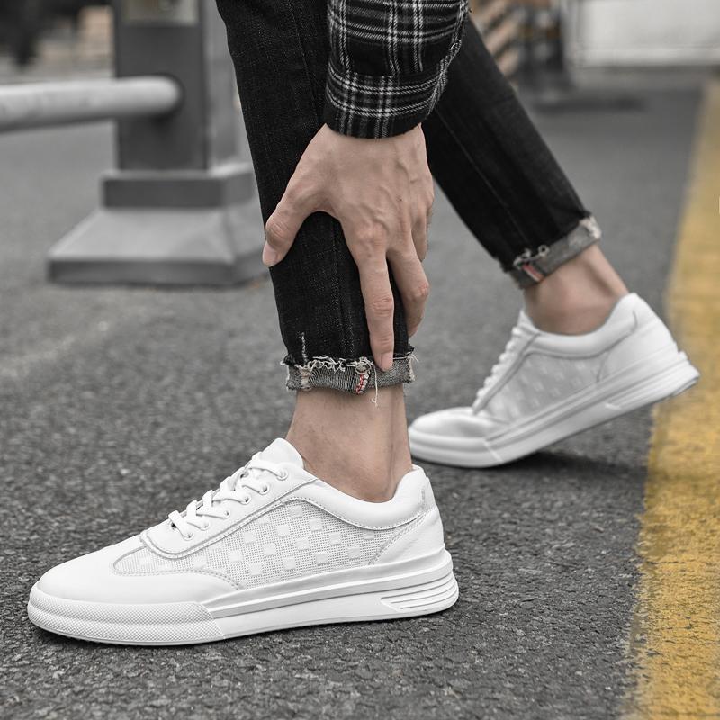 Mode Herren Echtleder Flache Freizeitschuhe 2024 Neue Leichte Sneaker Atmungsaktive Sportschuhe Schuhe Alleskönner Herren Tennisschuhe