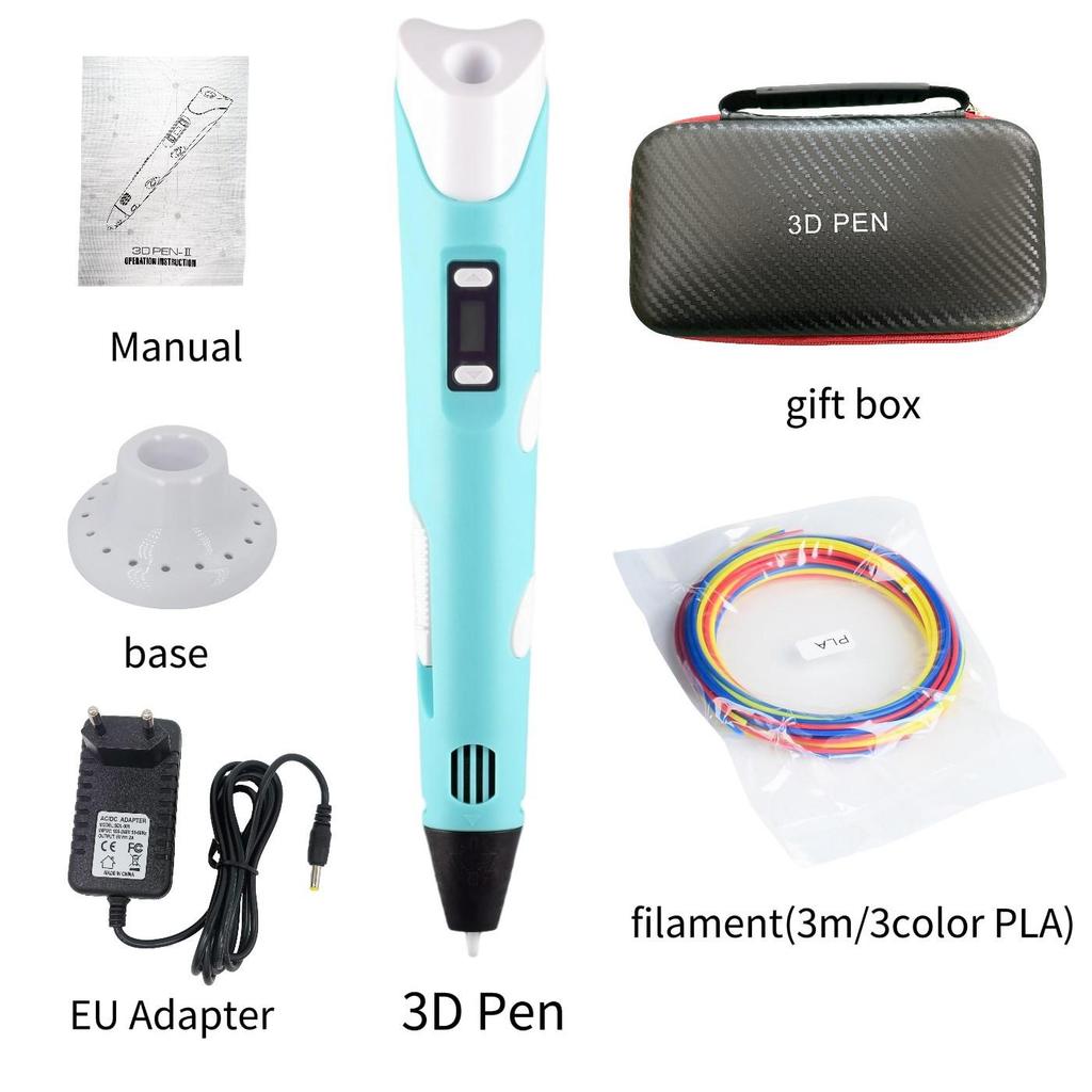 3D Printing Pen Drawing With LCD Screen Compatible Pen 9/50/100M PLA Filament Toys Safe Paiting for Children DIY Birthday Gift