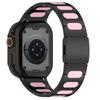 Magnetyczny Pasek ze Stopu z Paskiem ze Skóry Silikonowej dla Apple Watch Seria 12 11 10 SE1 2 3 /Ultra4 3 2 1 38/41/42/46/49 mm