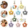 Soft Plush Charm Flower Keychain for Backpack, Fuzzy Floral Keyring Handbags Decorative Accessory Bag Charm, Women Girls Lightweight