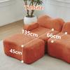 2-Seater L-Shaped Modular Boneless Sofa with 1 Ottoman, Wave Shape, Movable Armrest Cushion, for Living Room & Apartment, No Assembly Required, Orange