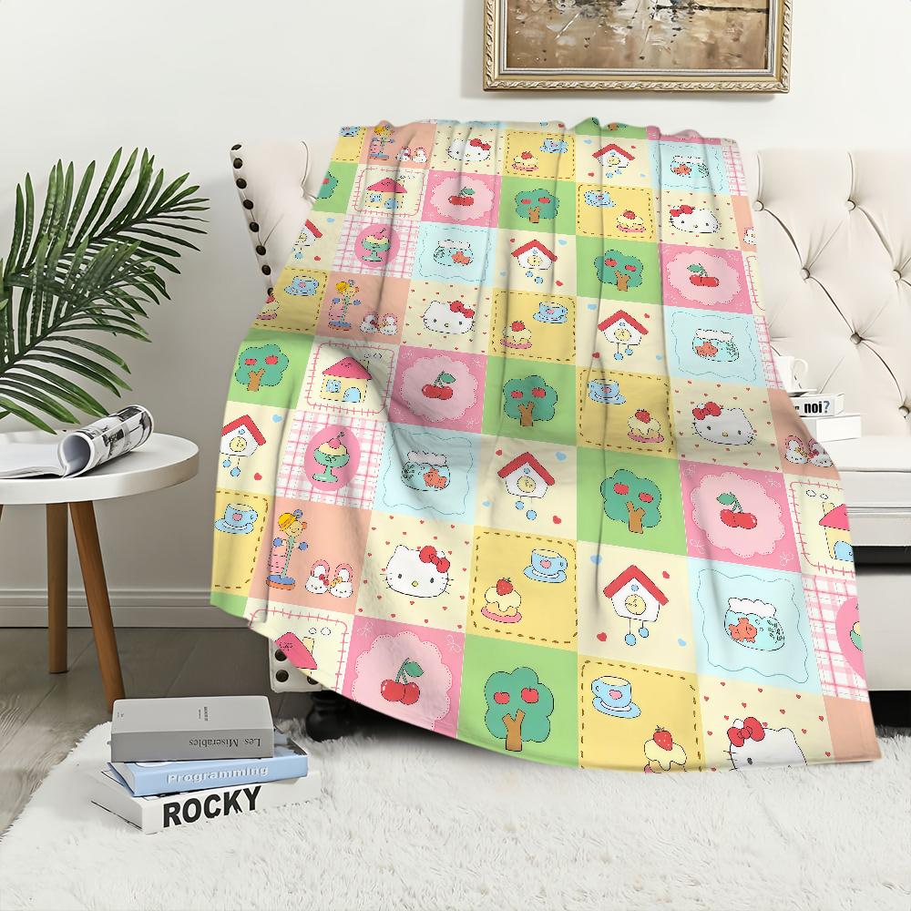 Blanket warm soft Hello plush K-KittyS cartoon kawaii blanket for cute sofa living room office bedroom travel gift Flannel