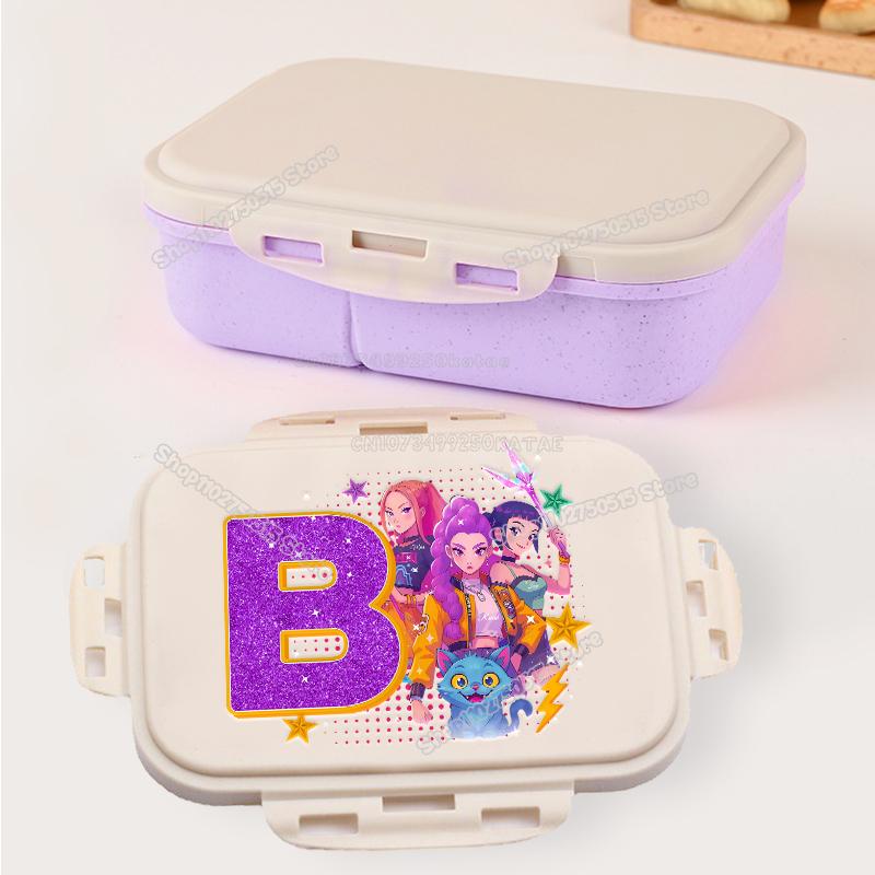 Kpop Demon Hunters Letter A-Z Bento Boxes Rumi Mira Zoey Student Lunch Box School Office Microwave Portable Fruit Food Container