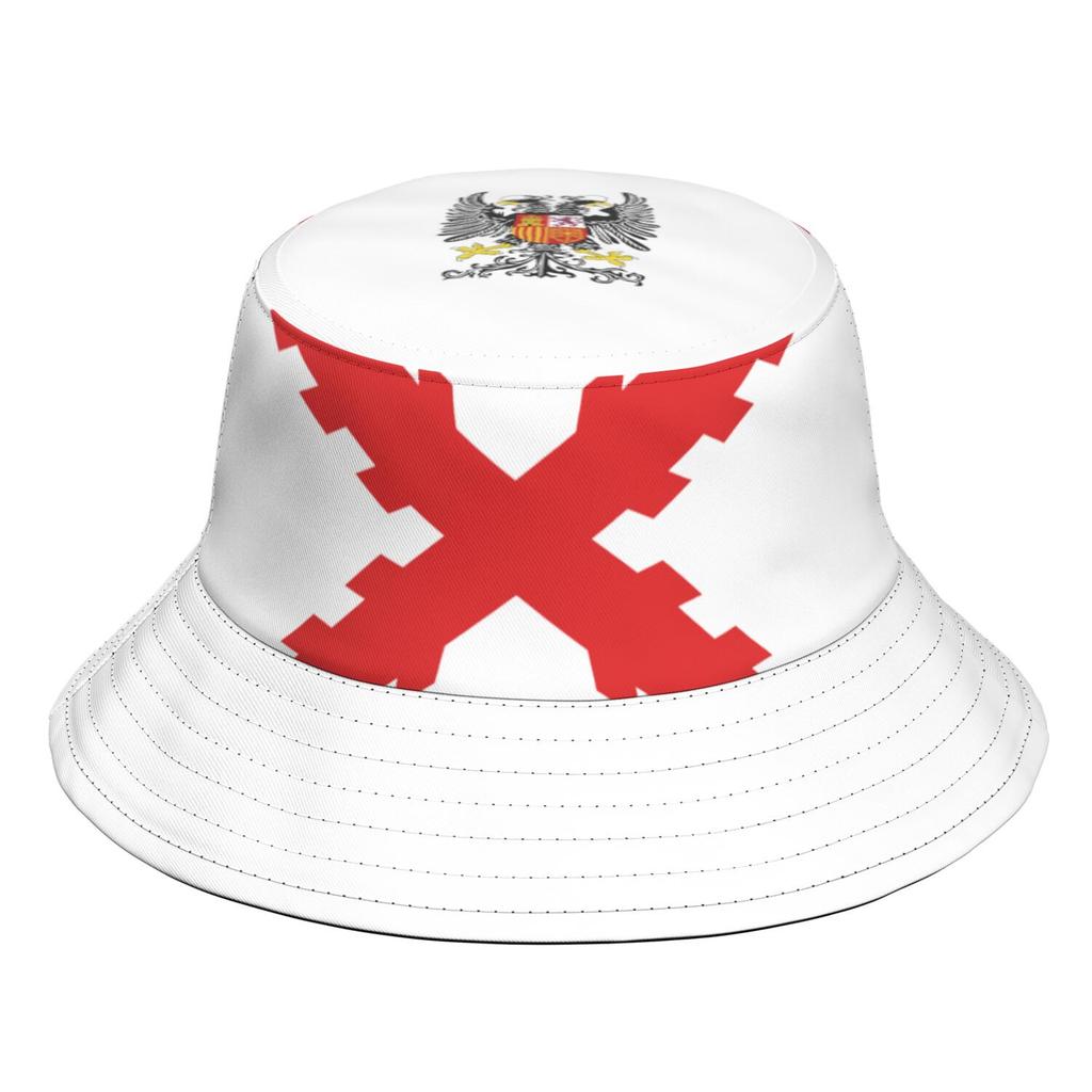 Spanish Empire Custom Made Name Team Logo Bucket Cap Burgundy Hispanic Catholic Monarchy Print Photo Flag Fisherman Hats