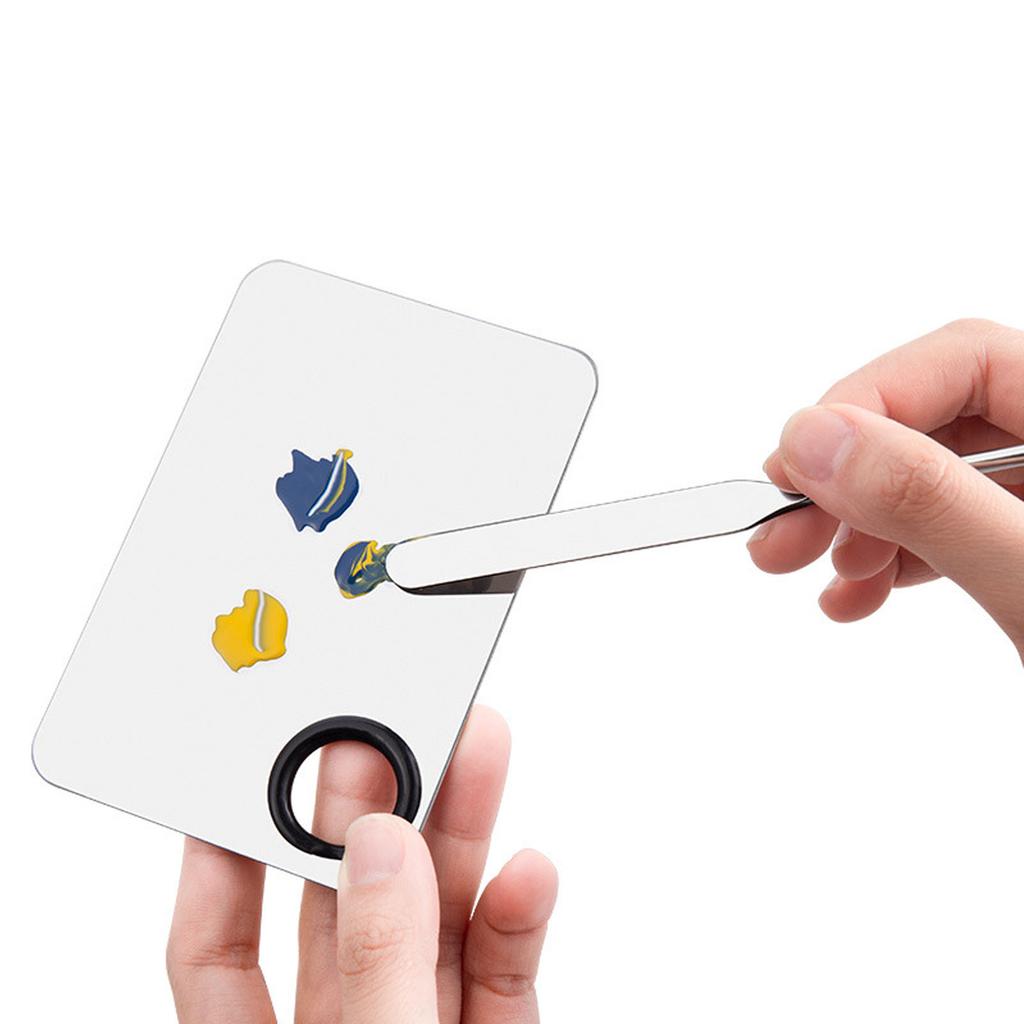 Makeup Foundation Mixing Spatula Set 304 Stainless Steel Acrylic Tray Double Ended Stirrer Cosmetic Palette