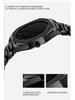 Hannah Martin Black Waterproof Watch with Japanese Miyota Movement and Polygonal Stainless Steel Bracelet.