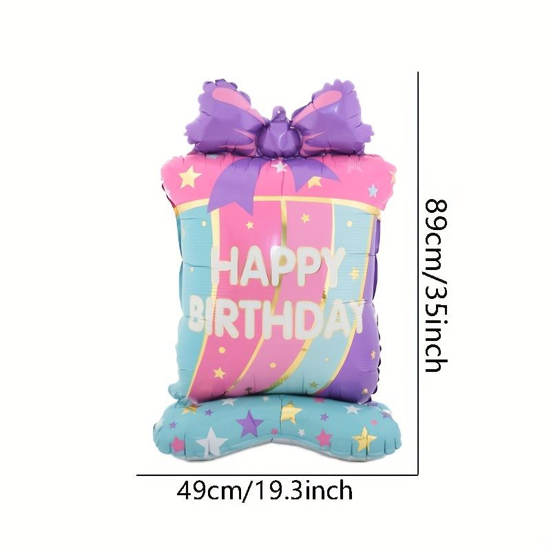 1pc Standing Colorful Cake Gift Box Shaped Balloon Birthday Party Atmosphere Decoration Gathering Event Gift Prop