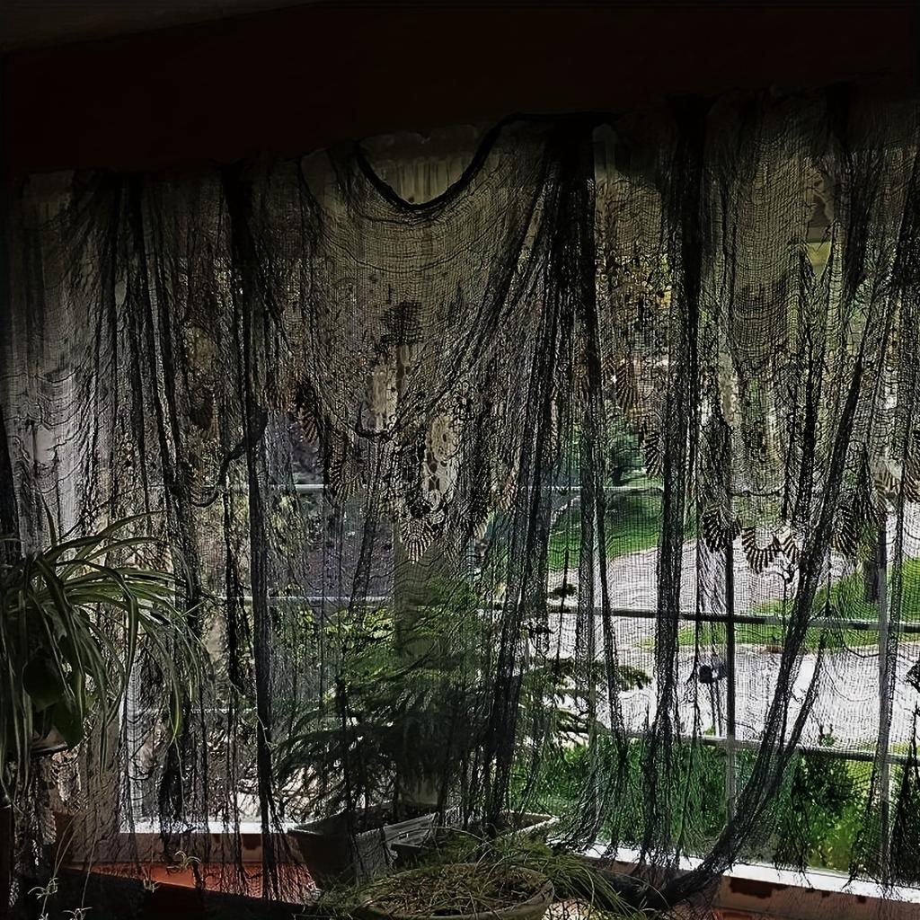 1 szt. Straszna Czarna Przerażająca Tkanina - Upiornie Realistyczna Dekoracja Halloweenowa o Rozmiarze 30x72 cale