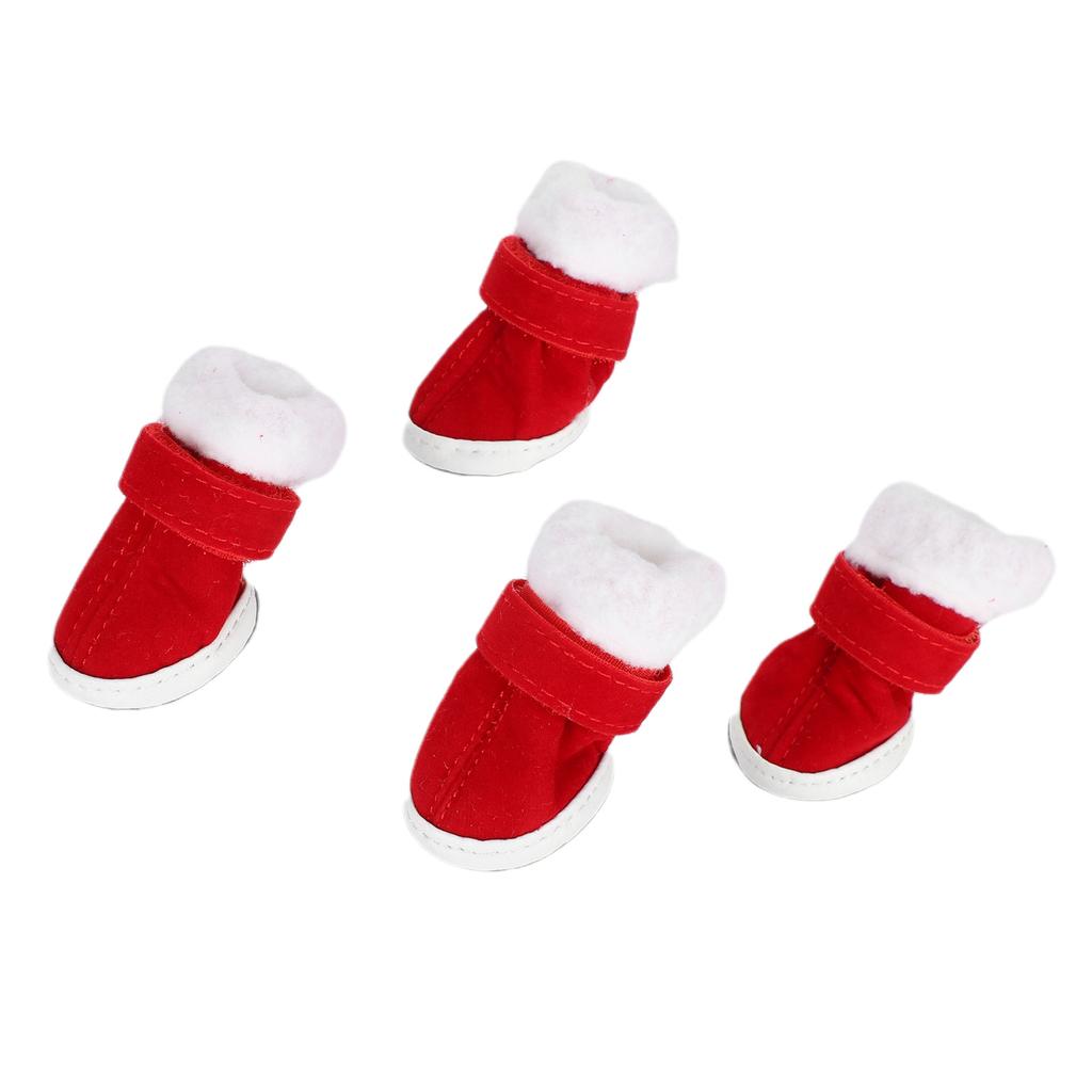 Winter Warm Dog Shoes Christmas Boots Outdoor AntiSkid Paw Protector with Hook Loop Strap