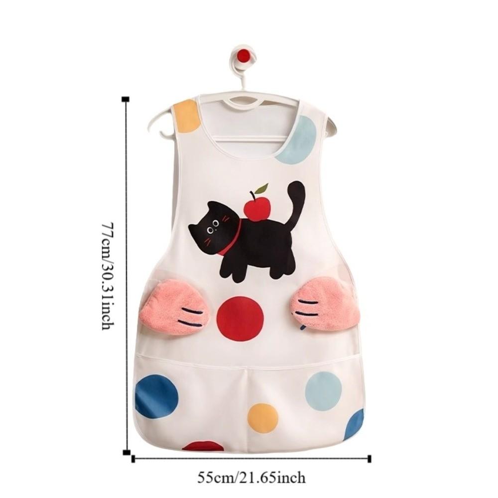 Cartoon Waterproof Apron Polyester Cooking Vest Apron Practical Oil Proof Apron  Apartment