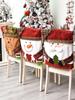 Xmas Chair Back Cover Cartoon Soft Reusable Removable Chair Protectors Cover for Dining Room