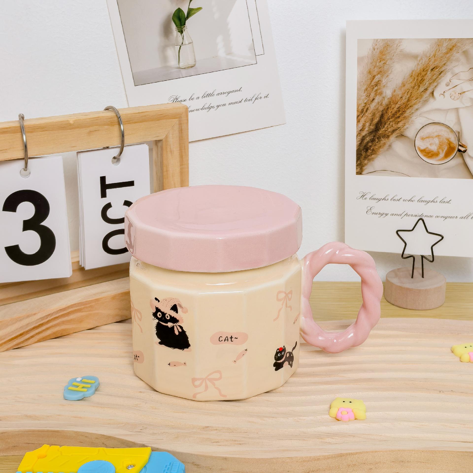 

Creative Ceramic Mug with Lid for Household Cat High Value Water Cup for Girls Cartoon Birthday Gift Coffee Cup 301-400ml