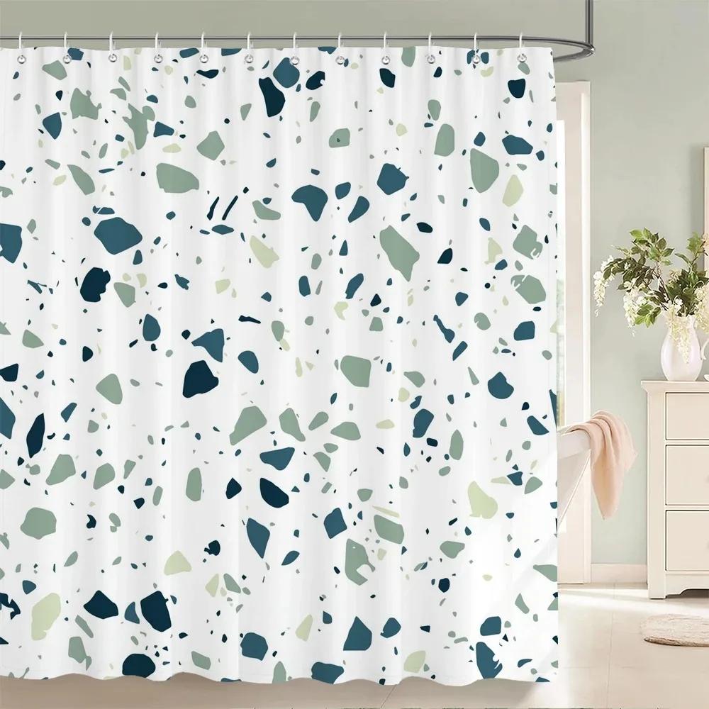 Nowoczesna Prosta Mozaikowa Zasłona Prysznicowa Wodoodporna Zasłona Kąpielowa z 12 Haczykami do Łazienki Dekoracja Domu Poliestrowa Tkanina Ekran