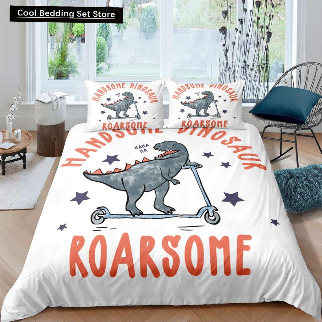 Cartoon Dinosaur King Queen Duvet Cover Jurassic World Animal Bedding Set Universe Galaxy Quilt Cover Polyester Comforter Cover