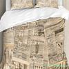 Tea Party Bettwäsche-Set für Schlafzimmer Bett Zuhause London Zeitung Inspiriertes Hintergrundmuster mit Grunge Bettbezug Steppdeckenbezug Kissenbezug