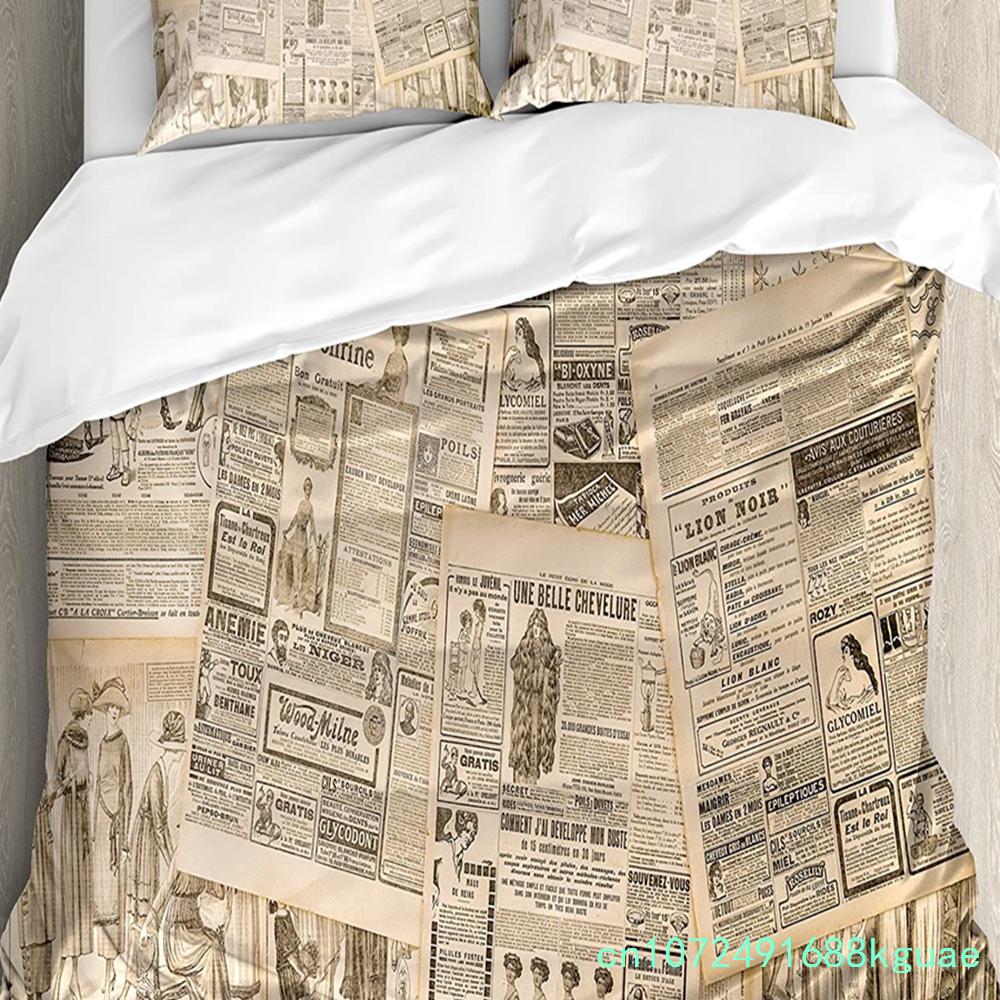 Tea Party Bettwäsche-Set für Schlafzimmer Bett Zuhause London Zeitung Inspiriertes Hintergrundmuster mit Grunge Bettbezug Steppdeckenbezug Kissenbezug