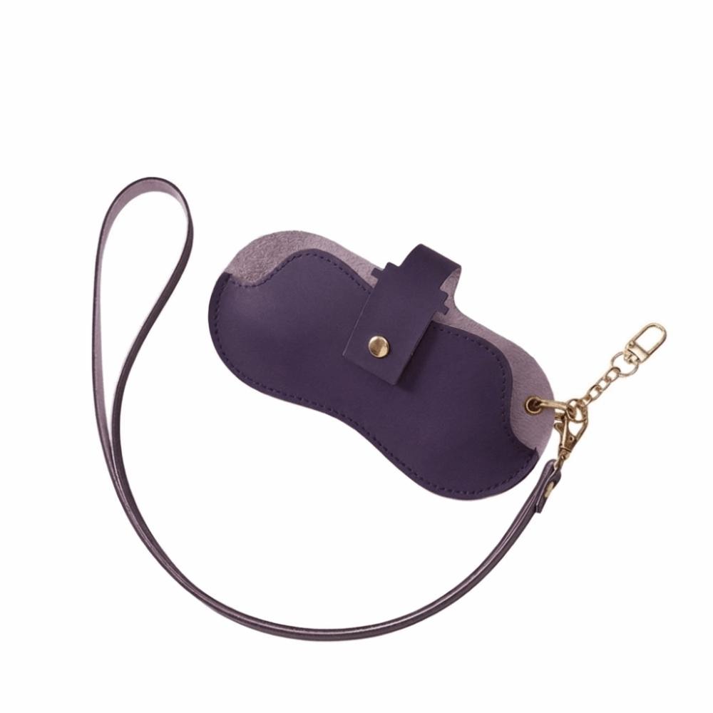 Einfarbige PU-Leder-Brillentasche zum Aufhängen am Hals Sonnenbrillen-Etui Brillen-Aufbewahrungstasche Reise