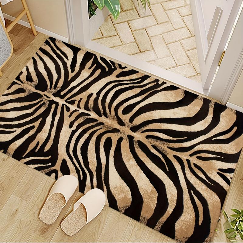 1pc Tiger Skin Pattern Rug Soft Comfortable  Pad Machine Washable Carpet Suitable for Living Room Bedroom Home Outdoor Decor